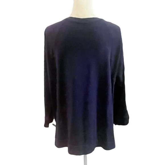 Eileen Fisher Navy Blue Long Sleeve Side Zip Pullover Top Blouse Size Medium - Picture 2 of 6